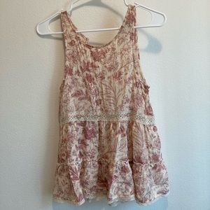Light pink floral lace tank top